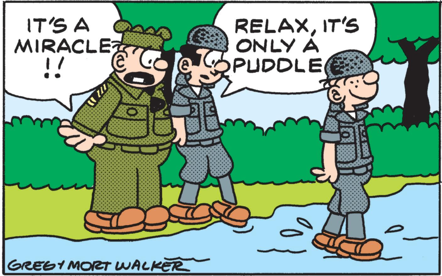 Photo caption OCR: IT'S A MIRACLE. !! RELAXIT'S ONLY A TOPUDDLE GREGY MORT WALKER IT'S A MIRACLE . !! RELAXIT'S ONLY A TOPUDDLE GREGY MORT WALKER