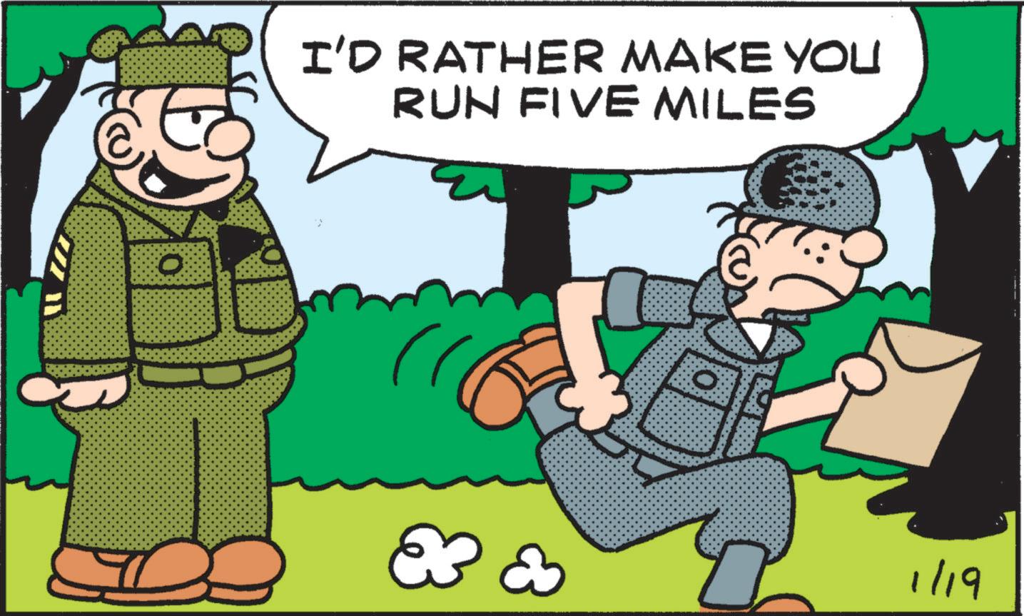 Photo caption OCR: O I'D RATHER MAKE YOU RUN FIVE MILES 1/19 O I'D RATHER MAKE YOU RUN FIVE MILES 1/19