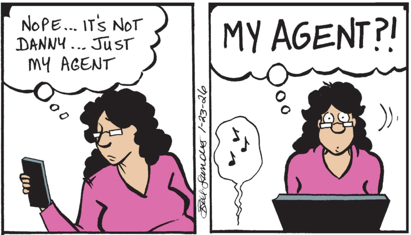 Animated cartoon OCR: NOPE... IT'S NOT DANNY... Just MY AGENT Bell-funds 1-23-26 MY AGENT?! NOPE ... IT'S NOT DANNY ... Just MY AGENT Bell - funds 1-23-26 MY AGENT ?!
