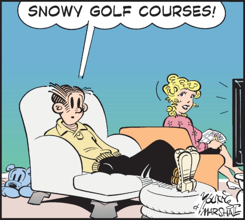 Graphics OCR: SNOWY GOLF COURSES! YOUTEG MARSHAL SNOWY GOLF COURSES ! YOUTEG MARSHAL