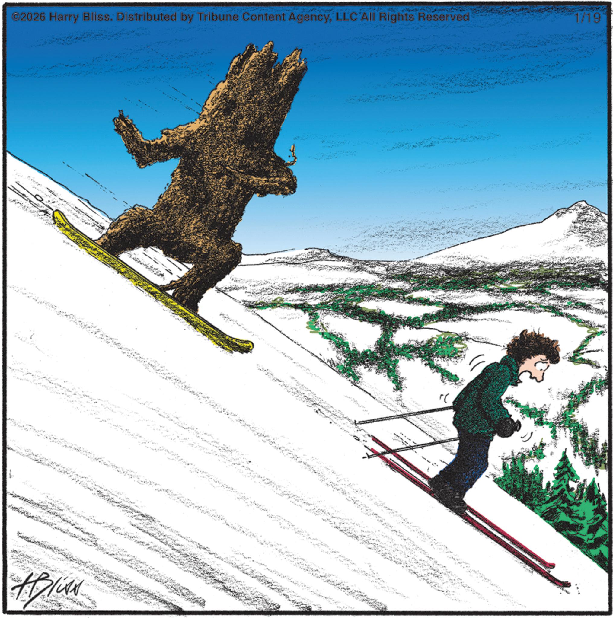 Cross-country skiing Faces (1) OCR: ©2026 Harry Bliss. Distributed by Tribune Content AgencyLLC All Rights Reserved 1/19 © 2026 Harry Bliss . Distributed by Tribune Content AgencyLLC All Rights Reserved 1/19