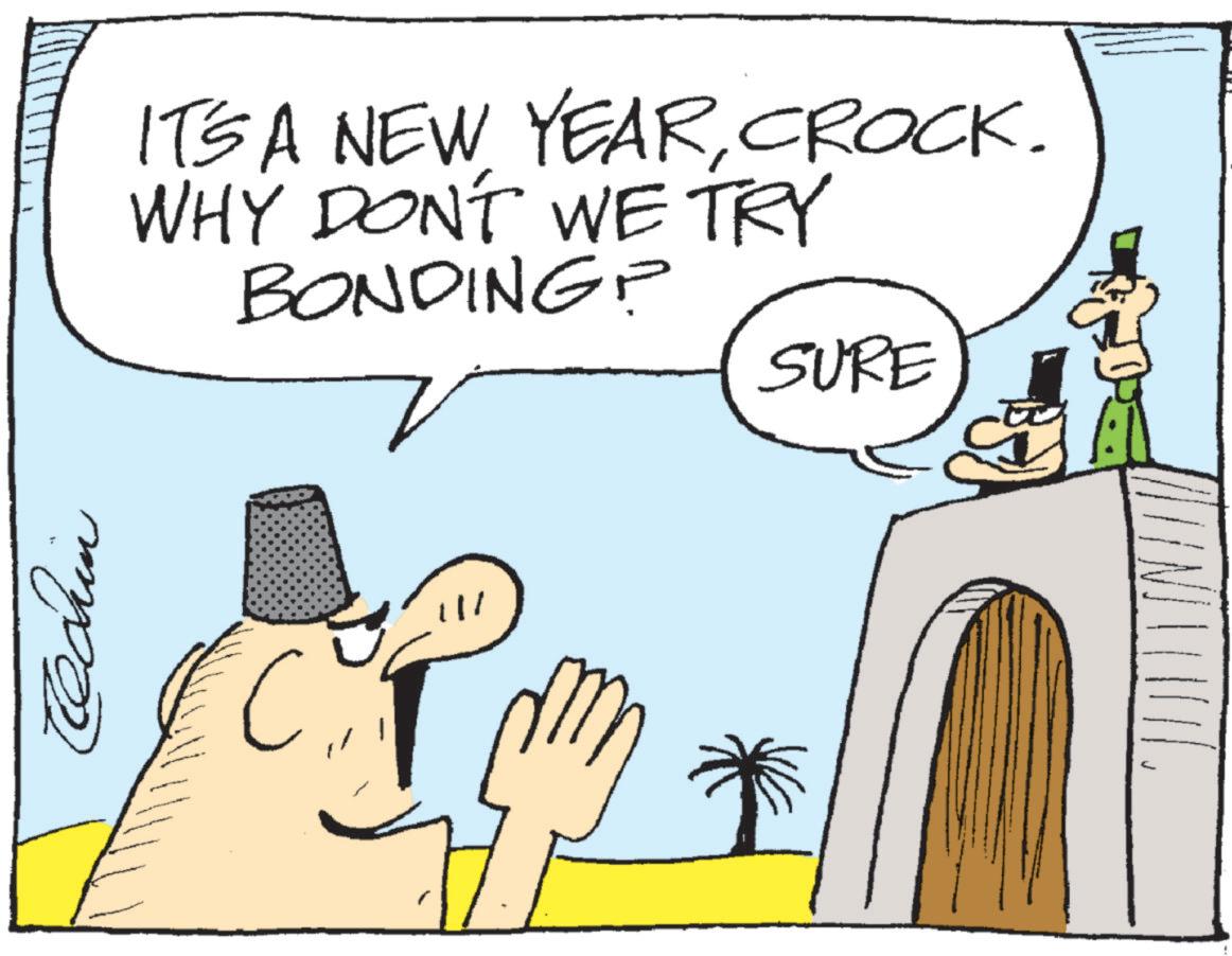 Animated cartoon OCR: Techin IT'S A NEW YEARCROCK. WHY DON'T WE TRY BONDING? SURE Techin IT'S A NEW YEARCROCK . WHY DON'T WE TRY BONDING ? SURE
