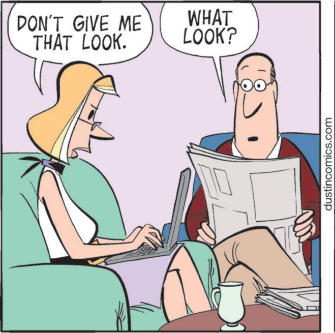 Portable communications device OCR: DON'T GIVE ME THAT LOOK. WHAT LOOK? dustincomics.com DON'T GIVE ME THAT LOOK . WHAT LOOK ? dustincomics.com