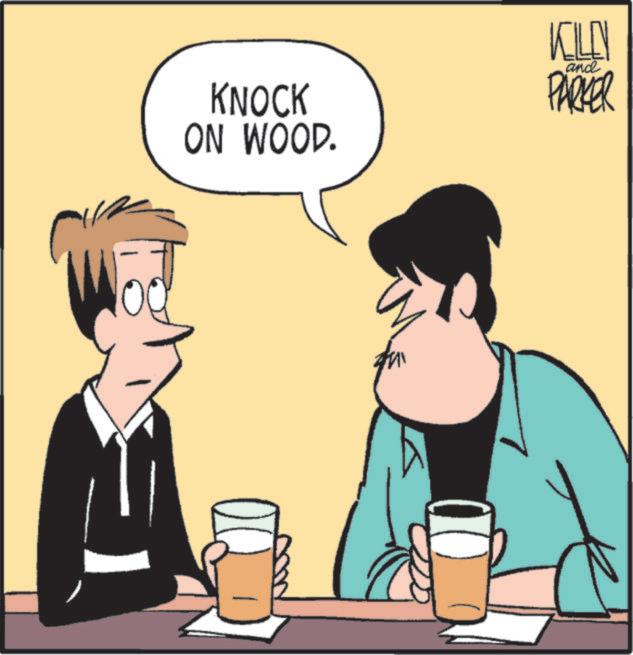 Animated cartoon OCR: KNOCK ON WOOD. KILEN and PARKER KNOCK ON WOOD . KILEN and PARKER