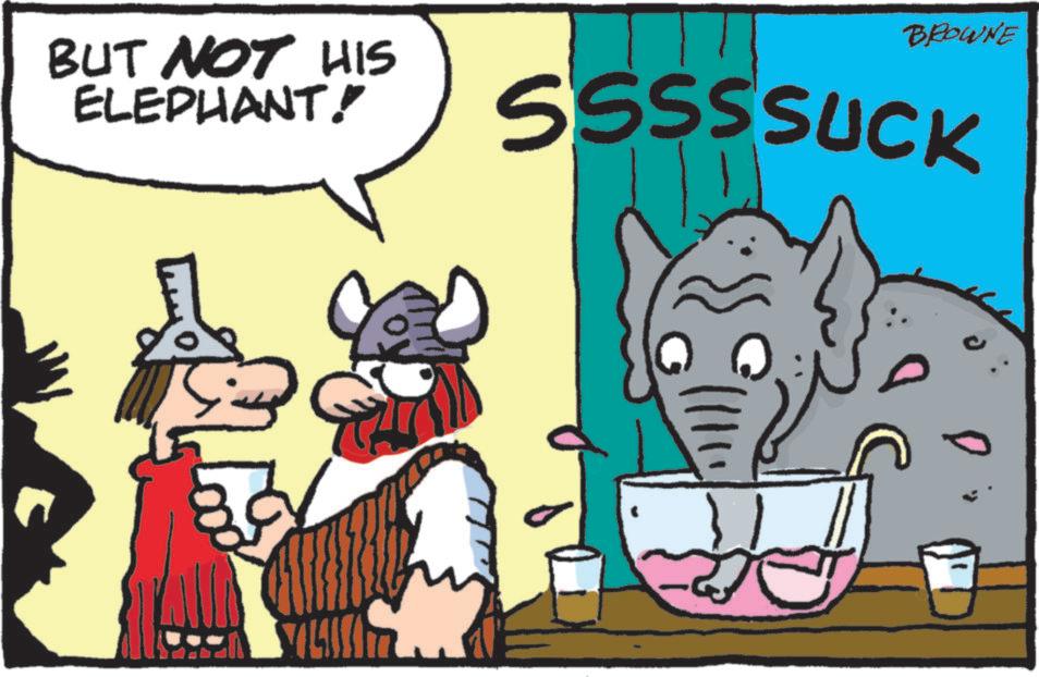 Poster OCR: BROWNE BUT NOT HIS ELEPHANT! SSSSSUCK BROWNE BUT NOT HIS ELEPHANT ! SSSSSUCK