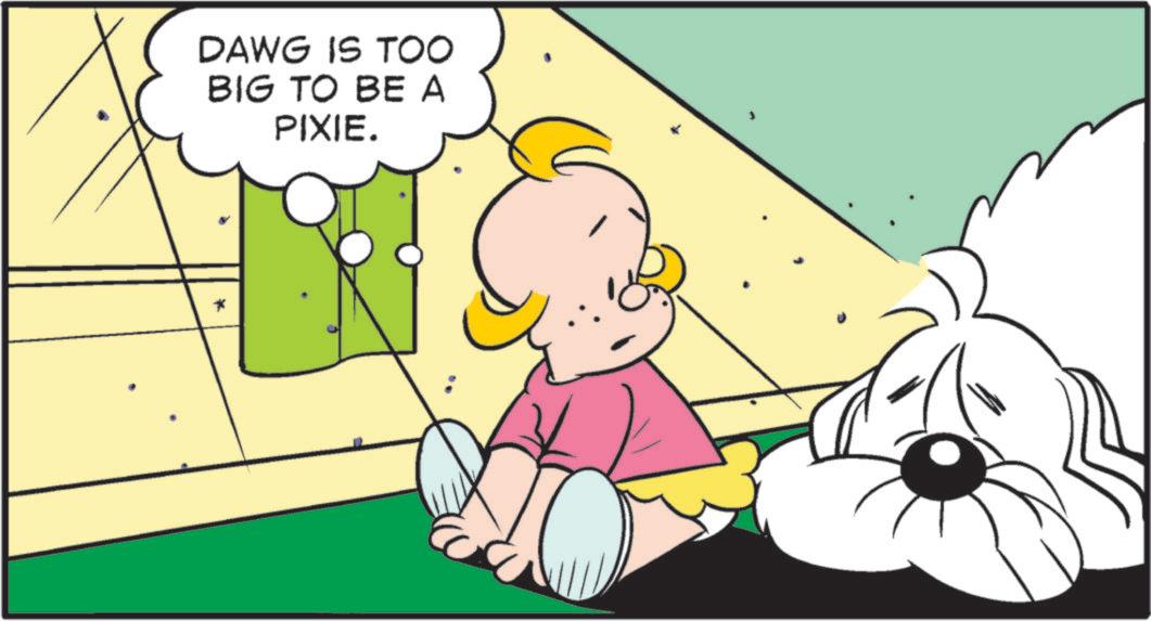 Child OCR: DAWG IS TOO BIG TO BE A PIXIE. DAWG IS TOO BIG TO BE A PIXIE .