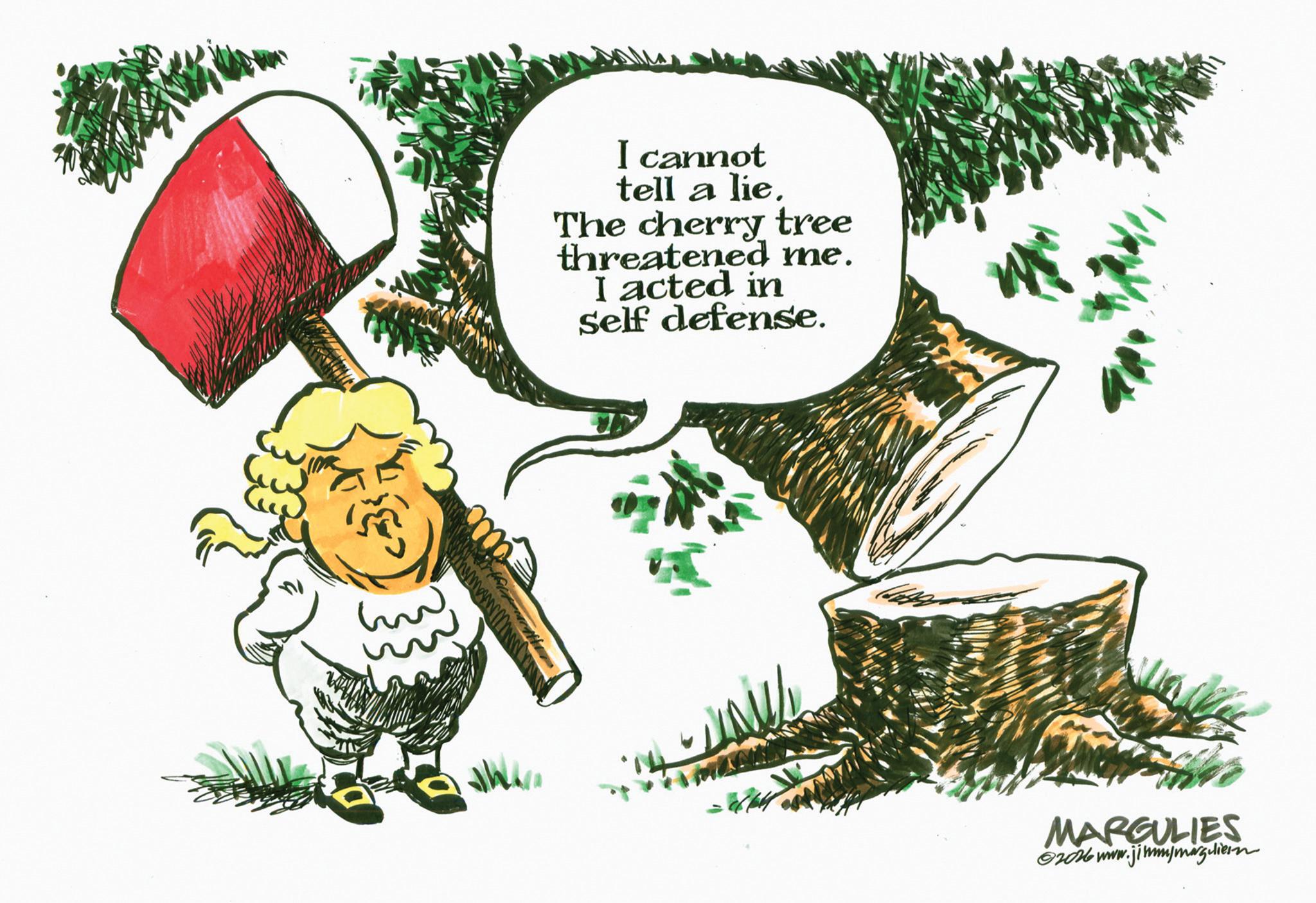 Animated cartoon OCR: why cannot tell a lie. The cherry tree threatened me. I acted in Self defense. MARGULIES 2026 www.jimmjmarguliern why cannot tell a lie . The cherry tree threatened me . I acted in Self defense . MARGULIES 2026 www.jimmjmarguliern