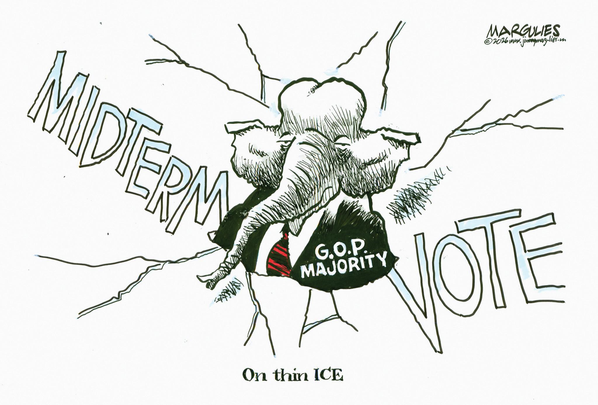 Line art OCR: MIDTERM MARGULIES ©2026 www.jimmymarz-lies.mn G.O.P. MAJORITY NOTE On thin ICE MIDTERM MARGULIES © 2026 www.jimmymarz-lies.mn G.O.P. MAJORITY NOTE On thin ICE