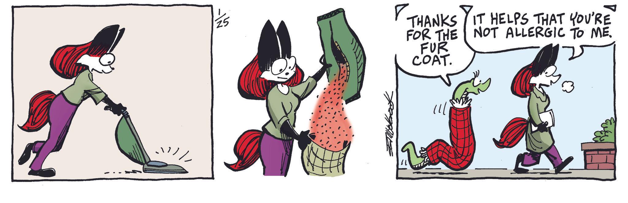 Comic book OCR: 25 ?. THANKS FOR THE FUR COAT. IT HELPS THAT YOU'RE NOT ALLERGIC TO ME. 11/ 33 25 ? . THANKS FOR THE FUR COAT . IT HELPS THAT YOU'RE NOT ALLERGIC TO ME . 11 / 33