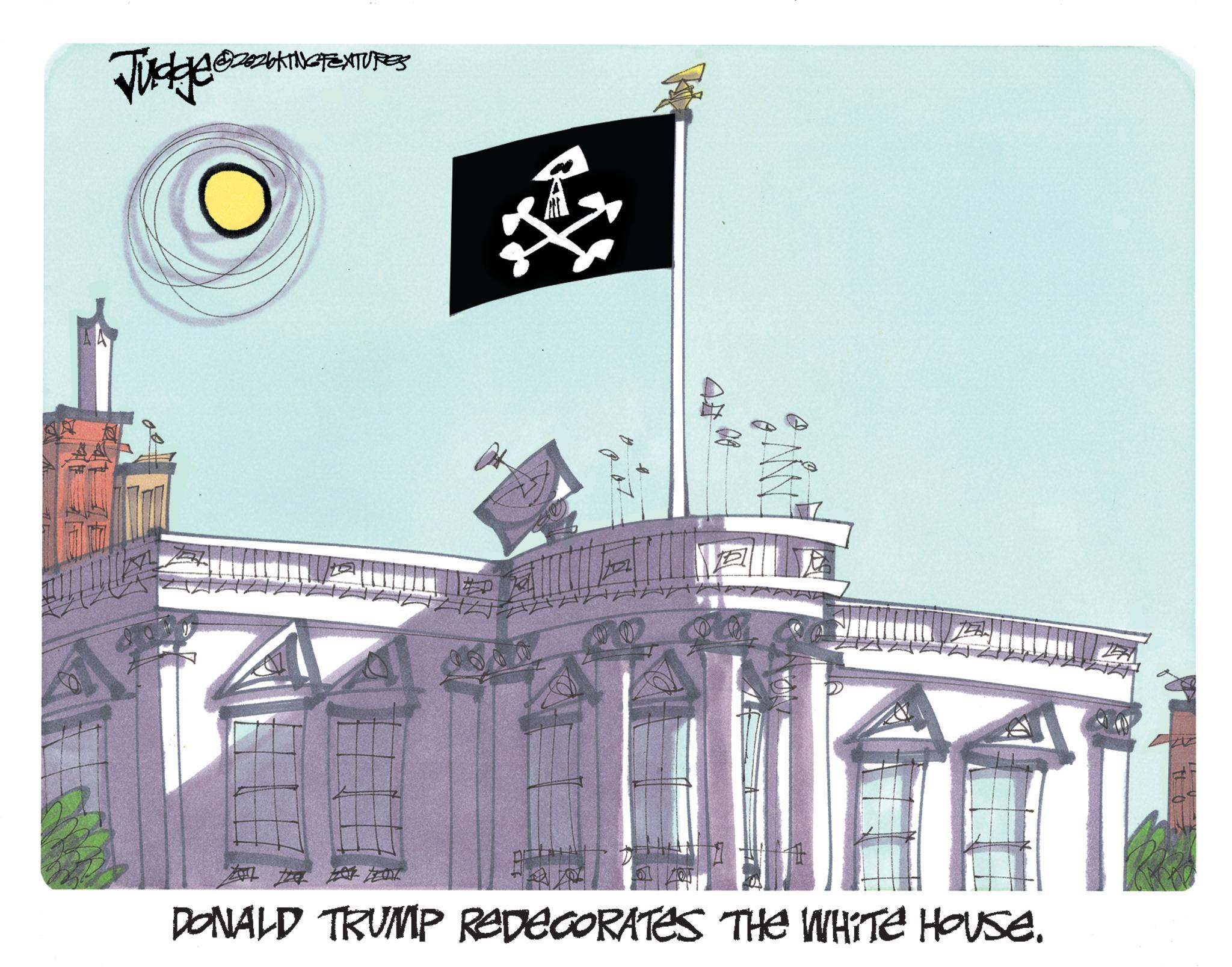 Graphic design OCR: A?2026KINGTEXTURES Judge@ok 90 08 DONALD TRUMP REDECORATES THE WHITE HOUSE. A?2026KINGTEXTURES Judge @ ok 90 08 DONALD TRUMP REDECORATES THE WHITE HOUSE .