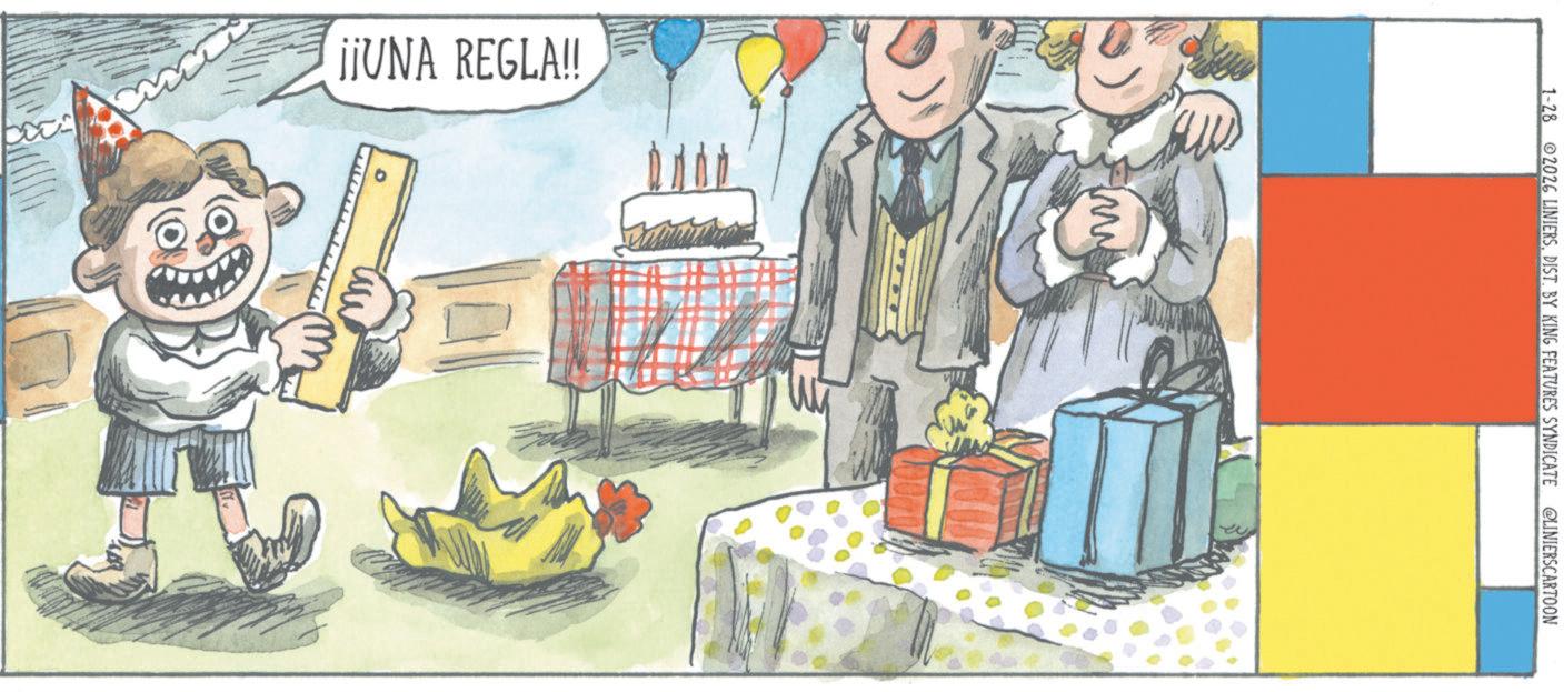Publication OCR: ¡¡UNA REGLA!! 1-28 2026 LINIERSDIST. BY KING FEATURES SYNDICATE @LINIERSCARTOON ¡ ¡ UNA REGLA !! 1-28 2026 LINIERSDIST . BY KING FEATURES SYNDICATE @LINIERSCARTOON