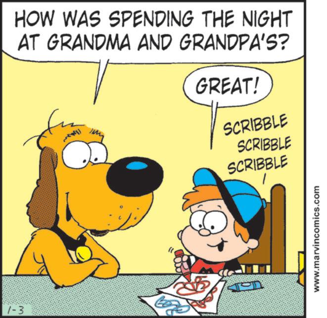 Comic book OCR: HOW WAS SPENDING THE NIGHT AT GRANDMA AND GRANDPA'S? ????? Im GREAT! SCRIBBLE SCRIBBLE SCRIBBLE ???? 1-3 www.marvincomics.com HOW WAS SPENDING THE NIGHT AT GRANDMA AND GRANDPA'S ? ????? Im GREAT ! SCRIBBLE SCRIBBLE SCRIBBLE ???? 1-3 www.marvincomics.com