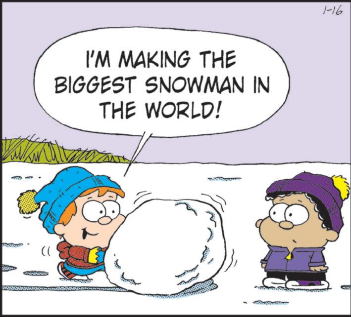 Playing in the snow OCR: (( I'M MAKING THE BIGGEST SNOWMAN IN THE WORLD! 1-16 ( ( I'M MAKING THE BIGGEST SNOWMAN IN THE WORLD ! 1-16