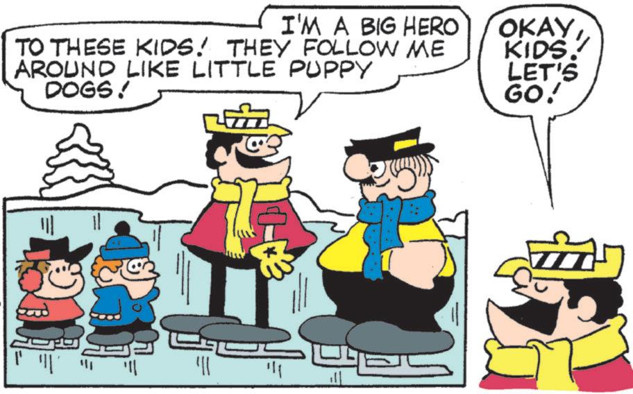Pleased OCR: I'M A BIG HERO OKAY TO THESE KIDS! THEY FOLLOW ME AROUND LIKE LITTLE PUPPY KIDS. LET'S DOGS! GO! ? 200 ? I'M A BIG HERO OKAY TO THESE KIDS ! THEY FOLLOW ME AROUND LIKE LITTLE PUPPY KIDS . LET'S DOGS ! GO ! ? 200 ?