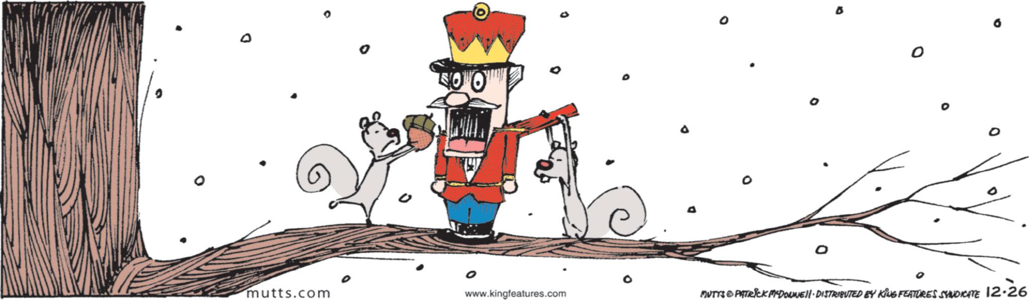 Line art OCR: 0 0 mutts.com www.kingfeatures.com MUTYS & PATRICK MCDONNELL DISTRIBUTED BY KING FEATURES SYNDICATE 12.26 0 0 mutts.com www.kingfeatures.com MUTYS & PATRICK MCDONNELL DISTRIBUTED BY KING FEATURES SYNDICATE 12.26