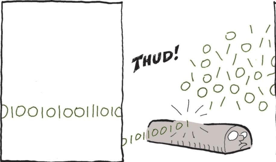 Line art OCR: 010010100111010 THUD! 101100101 ? 000 ? 010010100111010 THUD ! 101100101 ? 000 ?