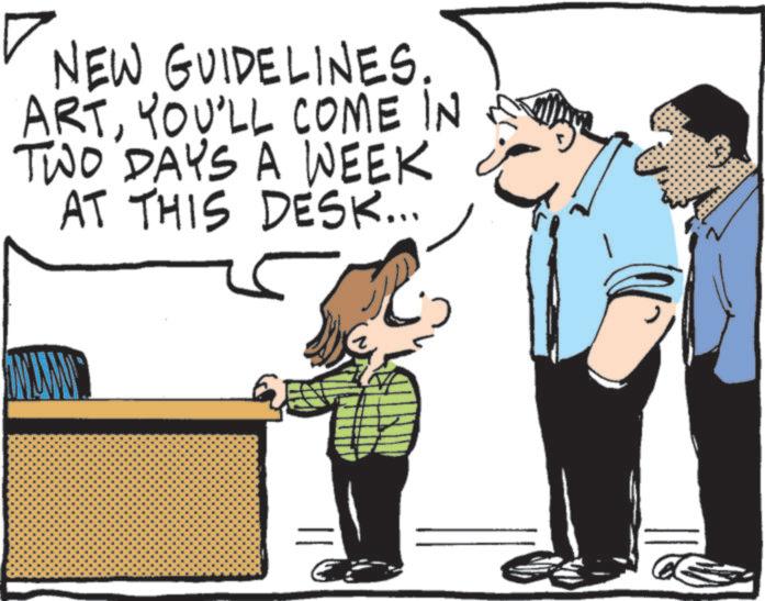 Businessperson OCR: NEW GUIDELINES. ARTYOU'LL COME IN TWO DAYS A WEEK AT THIS DESK... NEW GUIDELINES . ARTYOU'LL COME IN TWO DAYS A WEEK AT THIS DESK ...