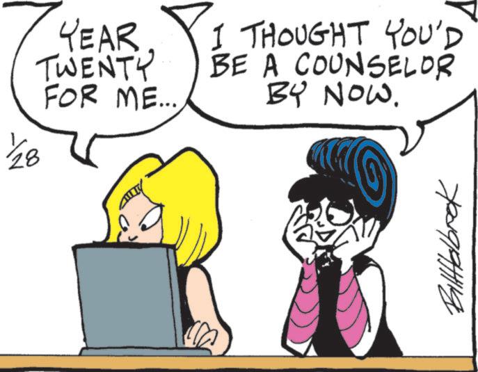 Clip art OCR: YEAR TWENTY FOR ME... I THOUGHT YOU'D BE A COUNSELOR BY NOW. 1½/28 ???????? YEAR TWENTY FOR ME ... I THOUGHT YOU'D BE A COUNSELOR BY NOW . 1½ / 28 ????????