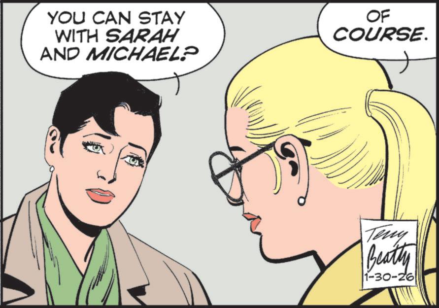 Pleased OCR: YOU CAN STAY WITH SARAH AND MICHAEL? OF COURSE. Teny Beatty |1-30- 1-30-26 YOU CAN STAY WITH SARAH AND MICHAEL ? OF COURSE . Teny Beatty | 1-30- 1-30-26
