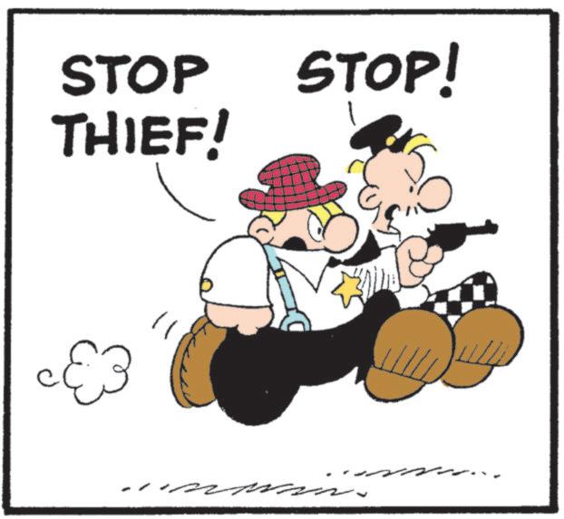 Fictional character OCR: STOP STOP! THIEF! E3 STOP STOP ! THIEF ! E3