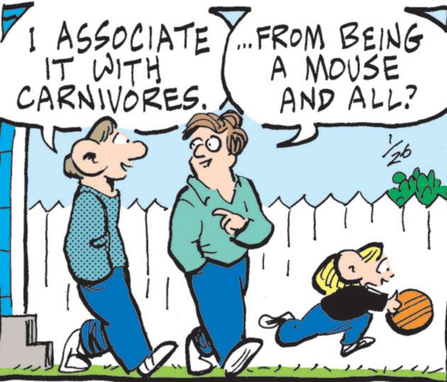 Graphics OCR: 1 I ASSOCIATE Y... FROM BEING IT WITH CARNIVORES A MOUSE AND ALL? 1/26 1 I ASSOCIATE Y ... FROM BEING IT WITH CARNIVORES A MOUSE AND ALL ? 1/26