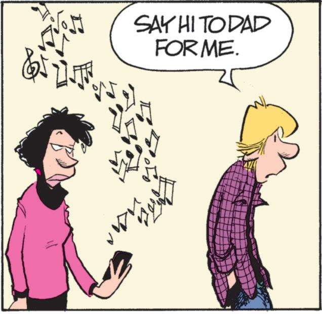 Animated cartoon OCR: SAY HI TO DAD FOR ME. SAY HI TO DAD FOR ME .
