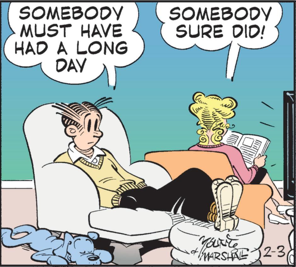 Animated cartoon OCR: SOMEBODY MUST HAVE HAD A LONG DAY SOMEBODY SURE DID! www Yourite + MARSHAL 12-3 SOMEBODY MUST HAVE HAD A LONG DAY SOMEBODY SURE DID ! www Yourite + MARSHAL 12-3