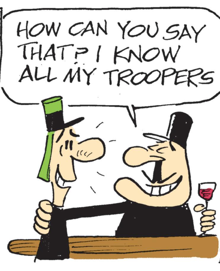 Costume Hat OCR: HOW CAN YOU SAY THAT PI KNOW ALL MY TROOPERS 10000! HOW CAN YOU SAY THAT PI KNOW ALL MY TROOPERS 10000 !