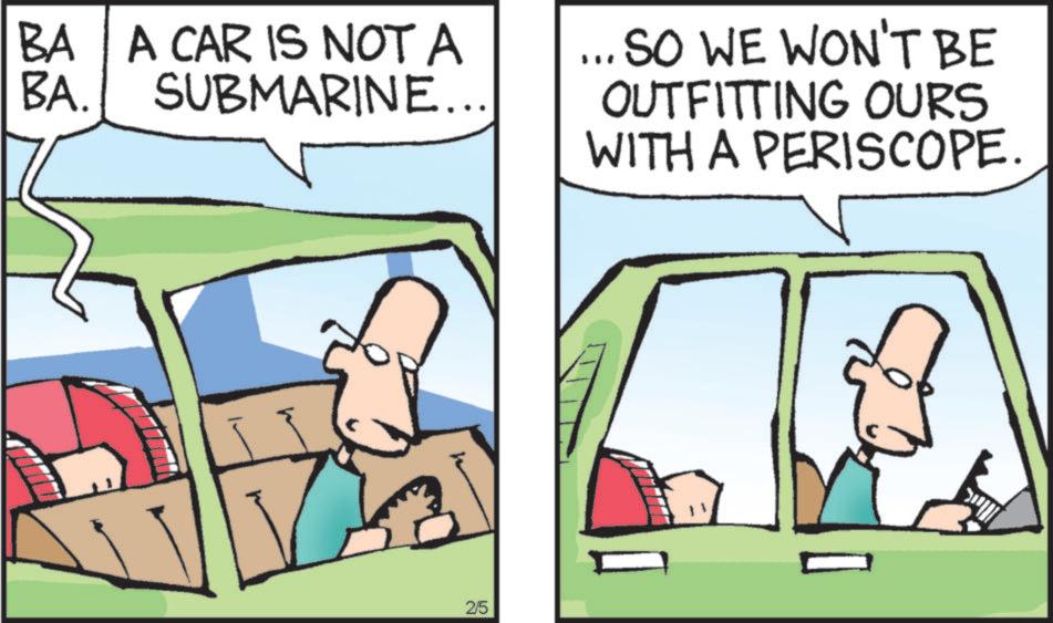 Animation OCR: BA A CAR IS NOT A SUBMARINE….. BA. SO WE WON'T BE OUTFITTING OURS WITH A PERISCOPE. 2/5 BA A CAR IS NOT A SUBMARINE … .. BA . SO WE WON'T BE OUTFITTING OURS WITH A PERISCOPE . 2/5