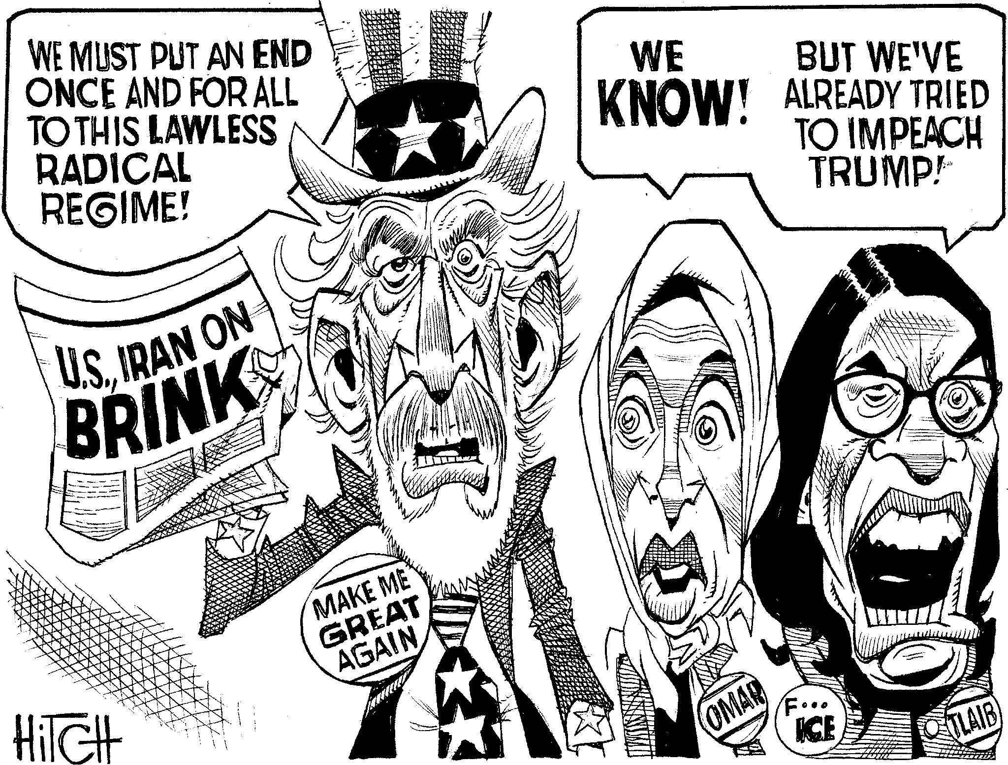 Sketch OCR: WE MUST PUT AN END ONCE AND FOR ALL TO THIS LAWLESS RADICAL REGIME! U.S. IRAN ON BRINK WE BUT WE'VE KNOW! ALREADY TRIED TO IMPEACH TRUMP! HITCH MAKE ME GREAT AGAIN OMAR Fo.. ICE TLAIB WE MUST PUT AN END ONCE AND FOR ALL TO THIS LAWLESS RADICAL REGIME ! U.S. IRAN ON BRINK WE BUT WE'VE KNOW ! ALREADY TRIED TO IMPEACH TRUMP ! HITCH MAKE ME GREAT AGAIN OMAR Fo .. ICE TLAIB