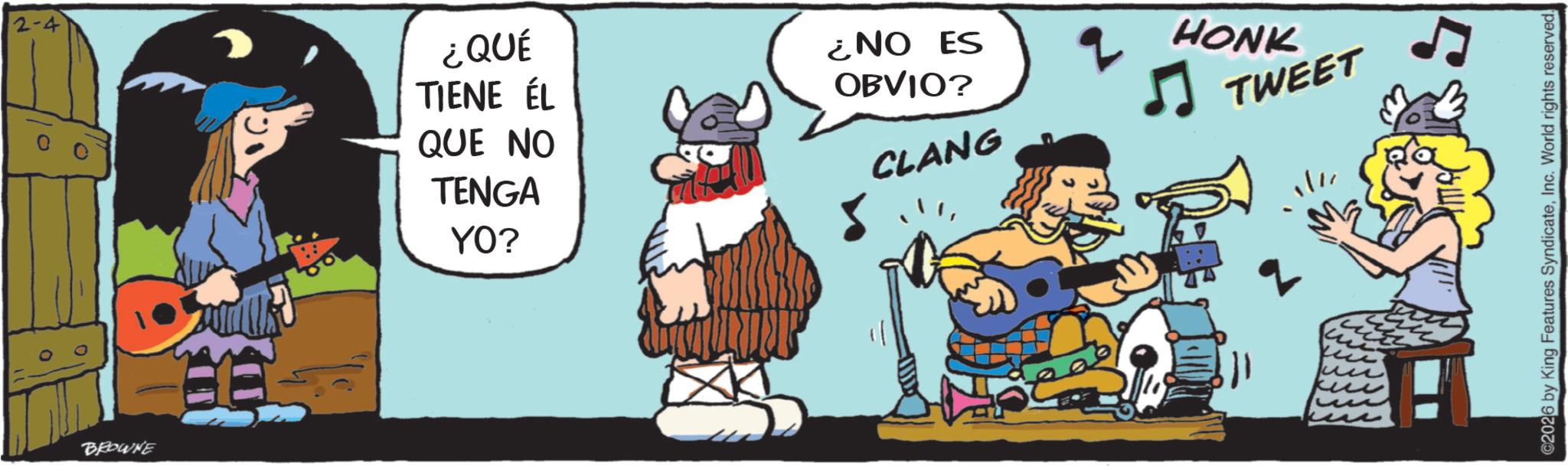 Folk instrument OCR: 0 0 0 0 BROWNE ¿QUÉ TIENE ÉL QUE NO TENGA YO? ¿NO ES OBVIO? HONK TWEET CLANG 5 02026 by King Features SyndicateInc. World rights reserved. 0 0 0 0 BROWNE ¿ QUÉ TIENE ÉL QUE NO TENGA YO ? ¿ NO ES OBVIO ? HONK TWEET CLANG 5 02026 by King Features SyndicateInc. World rights reserved .