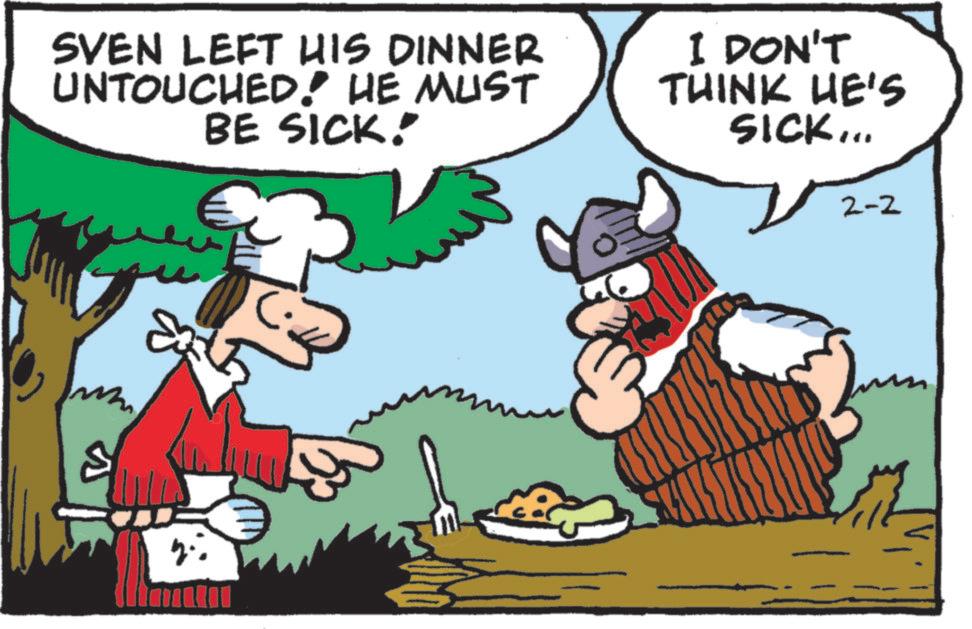 Pleased OCR: SVEN LEFT HIS DINNER UNTOUCHED! HE MUST BE SICK! I DON'T THINK HE'S SICK... 2-2 S SVEN LEFT HIS DINNER UNTOUCHED ! HE MUST BE SICK ! I DON'T THINK HE'S SICK ... 2-2 S