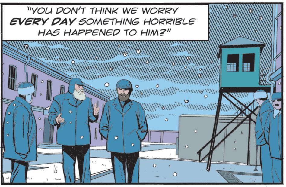 Animated cartoon OCR: "YOU DON'T THINK WE WORRY EVERY DAY SOMETHING HORRIBLE HAS HAPPENED TO HIM?" " YOU DON'T THINK WE WORRY EVERY DAY SOMETHING HORRIBLE HAS HAPPENED TO HIM ? "