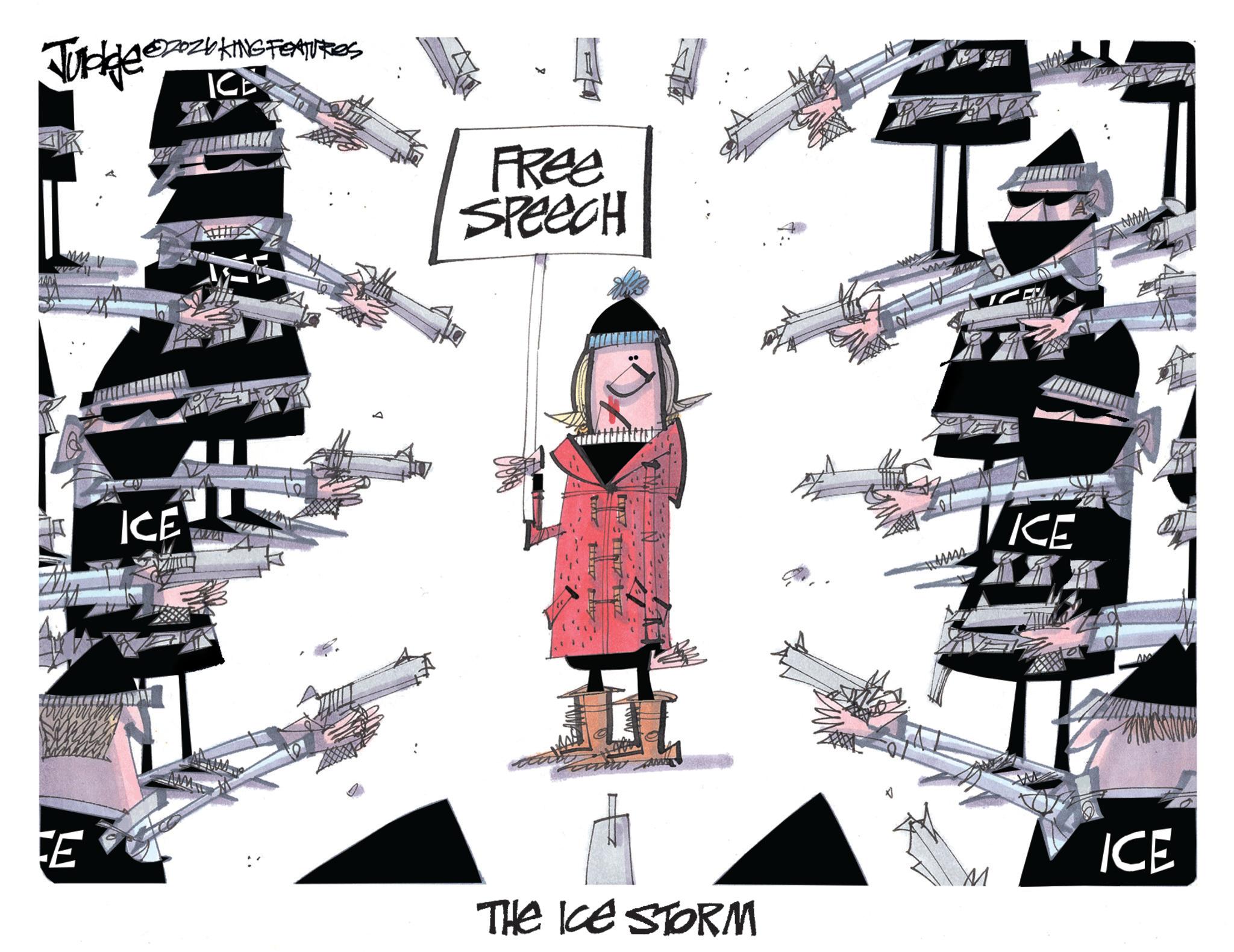 Animation OCR: Judge EDOZVKING FEATRES ICE Free SPEECH FE ICE KE AM ICE M THE ICE STORM Judge EDOZVKING FEATRES ICE Free SPEECH FE ICE KE AM ICE M THE ICE STORM