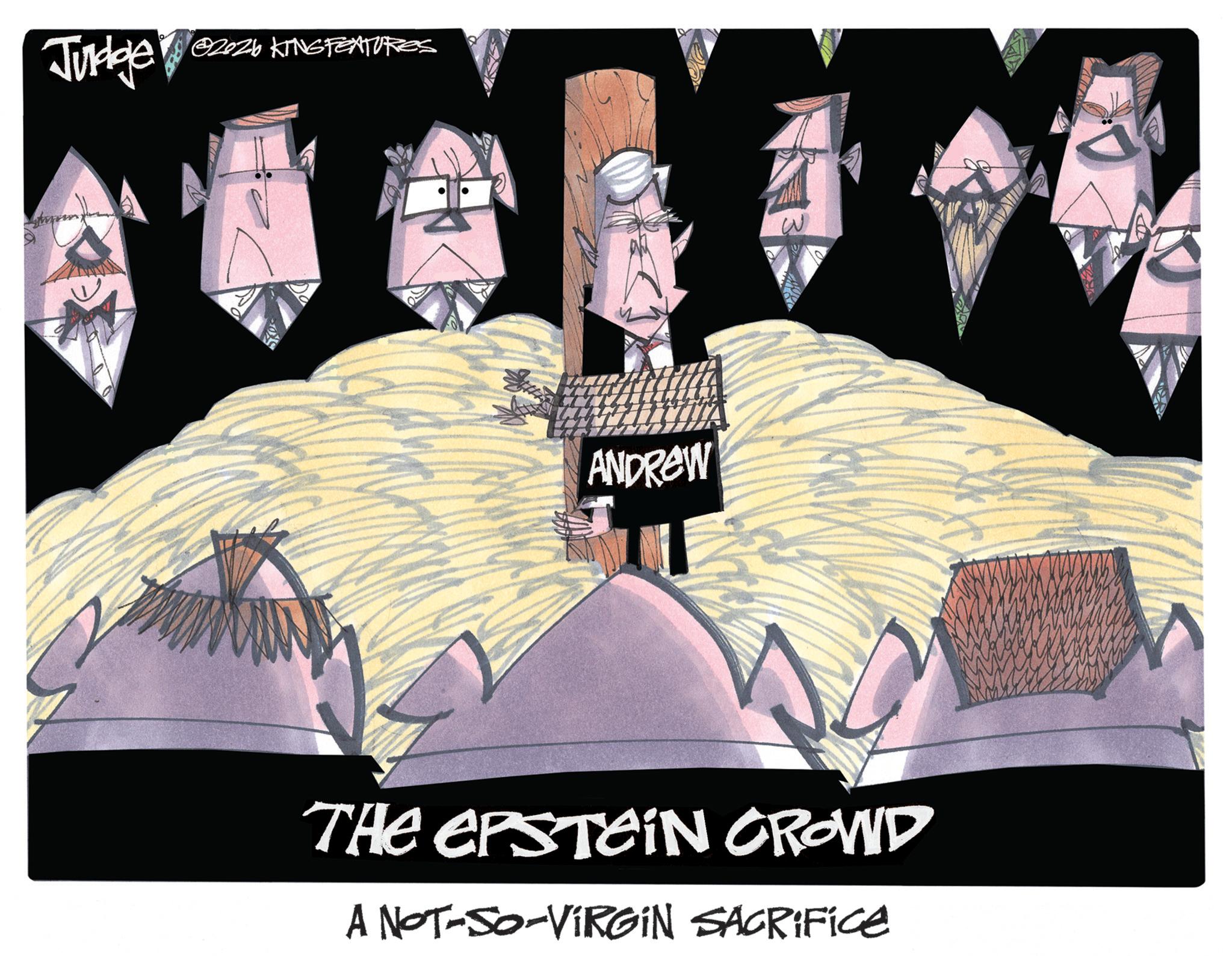 Fiction OCR: Judge 2026 KINGFEATURES ANDREW W THE EPSTEIN GROWD A NoT-So-VIRGIN SACRIFICe Judge 2026 KINGFEATURES ANDREW W THE EPSTEIN GROWD A NoT - So - VIRGIN SACRIFICe
