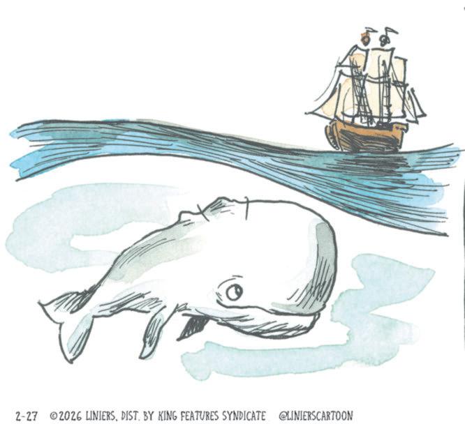 Marine biology OCR: 2-27 2026 LINIERSDIST. BY KING FEATURES SYNDICATE @LINIERSCARTOON 2-27 2026 LINIERSDIST . BY KING FEATURES SYNDICATE @LINIERSCARTOON