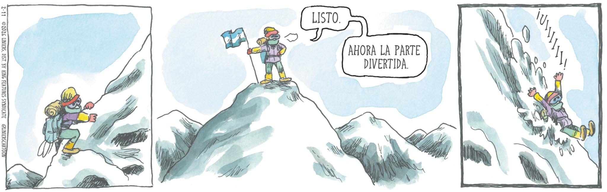 Fiction OCR: LISTO. AHORA LA PARTE DIVERTIDA. 2-11 2026 LINIERSDIST. BY KING FEATURES SYNDICATE @LINIERSCARTOON 019 LISTO . AHORA LA PARTE DIVERTIDA . 2-11 2026 LINIERSDIST . BY KING FEATURES SYNDICATE @LINIERSCARTOON 019