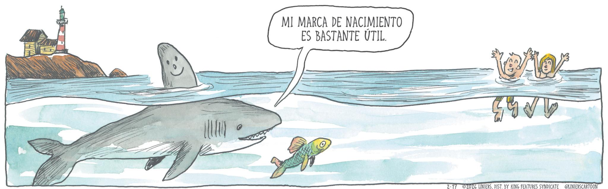 Shark OCR: MI MARCA DE NACIMIENTO ES BASTANTE ÚTIL. Lefto 2-17 2026 LINIERSDIST. BY KING FEATURES SYNDICATE @LINIERSCARTOON MI MARCA DE NACIMIENTO ES BASTANTE ÚTIL . Lefto 2-17 2026 LINIERSDIST . BY KING FEATURES SYNDICATE @LINIERSCARTOON
