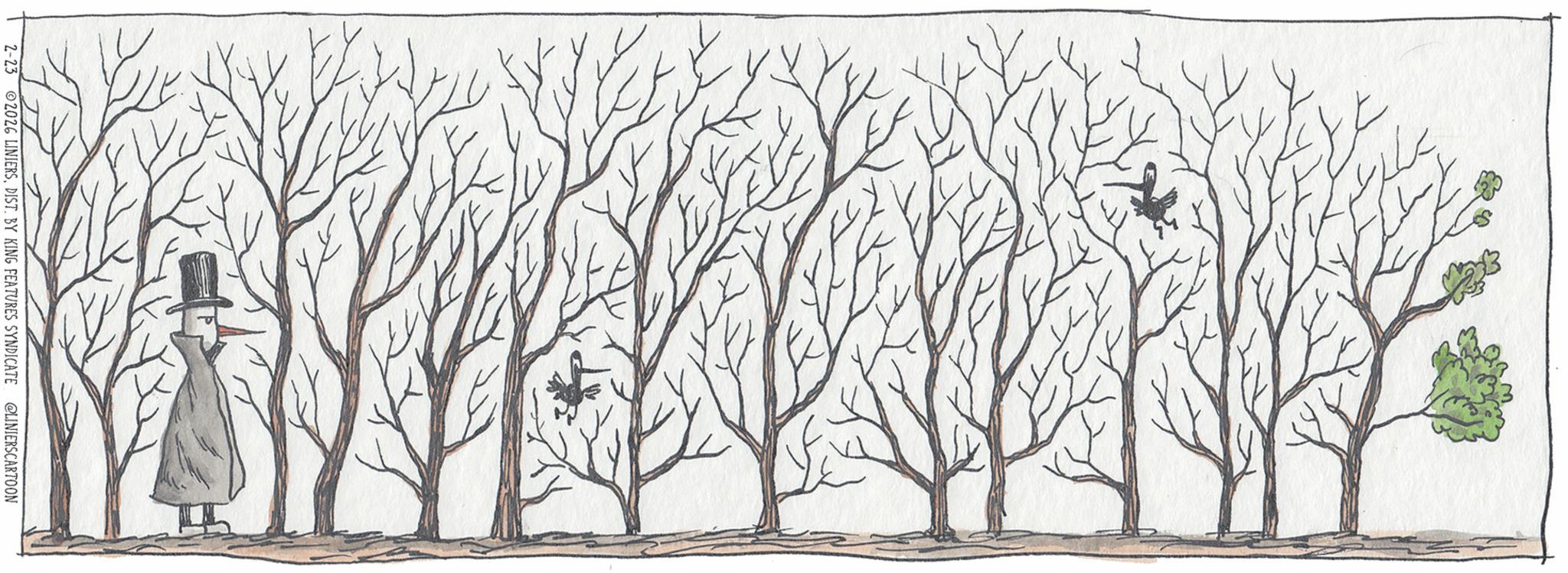 Line art OCR: 2-23 2026 LINIERSDIST. BY KING FEATURES SYNDICATE @LINIERS CARTOON 2-23 2026 LINIERSDIST . BY KING FEATURES SYNDICATE @LINIERS CARTOON