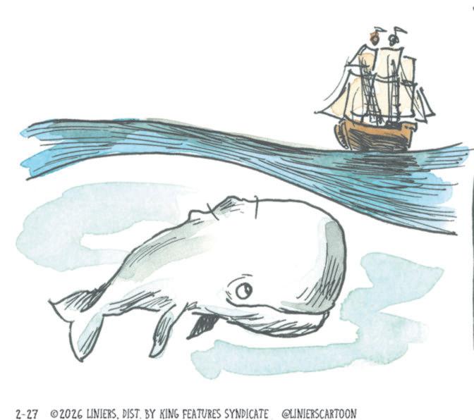 Marine biology OCR: 2-27 2026 LINIERSDIST. BY KING FEATURES SYNDICATE @LINIERSCARTOON 2-27 2026 LINIERSDIST . BY KING FEATURES SYNDICATE @LINIERSCARTOON