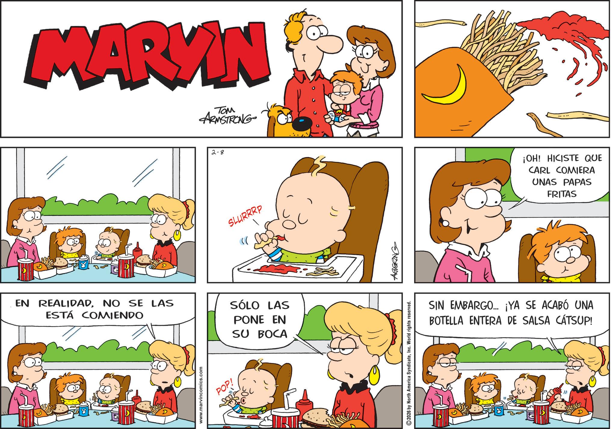 Sharing OCR: MARKIN ??? ARMSTRONG 2-8 EN REALIDADNO SE LAS ESTÁ COMIENDO SLURRRP « SÓLO LAS PONE EN SU BOCA www.marvincomics.com POR 2026 by North America SyndicateInc. World rights reserved. ¡OH! HICISTE QUE CARL COMIERA UNAS PAPAS FRITAS SIN EMBARGO... ¡YA SE ACABÓ UNA BOTELLA ENTERA DE SALSA CÁTSUP! MARKIN ??? ARMSTRONG 2-8 EN REALIDADNO SE LAS ESTÁ COMIENDO SLURRRP « SÓLO LAS PONE EN SU BOCA www.marvincomics.com POR 2026 by North America SyndicateInc. World rights reserved . ¡ OH ! HICISTE QUE CARL COMIERA UNAS PAPAS FRITAS SIN EMBARGO ... ¡ YA SE ACABÓ UNA BOTELLA ENTERA DE SALSA CÁTSUP !