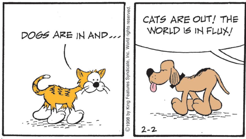 Graphics OCR: DOGS ARE IN AND... 1998 by King Features SyndicateInc. World rights reserved. 2-2 CATS ARE OUT! THE WORLD IS IN FLUX! DOGS ARE IN AND ... 1998 by King Features SyndicateInc. World rights reserved . 2-2 CATS ARE OUT ! THE WORLD IS IN FLUX !