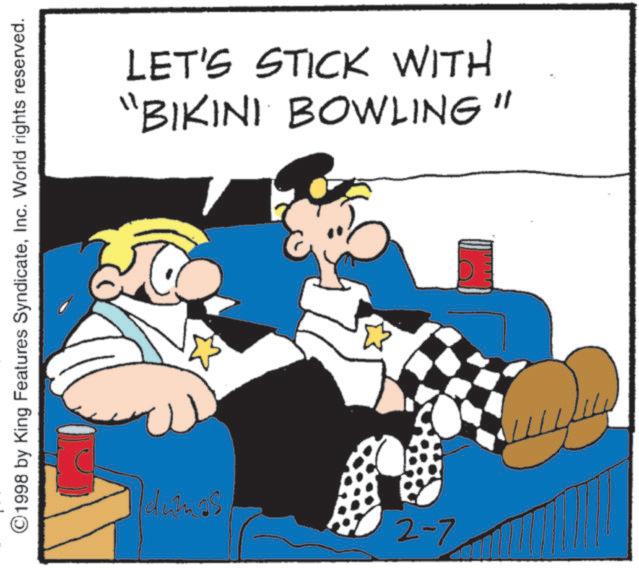 Graphics OCR: ©1998 by King Features SyndicateInc. World rights reserved. "BIKINI BOWLING" LET'S STICK WITH dumas 2-7 © 1998 by King Features SyndicateInc. World rights reserved . " BIKINI BOWLING " LET'S STICK WITH dumas 2-7