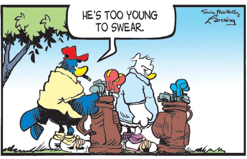 Comic book OCR: HE'S TOO YOUNG TO SWEAR. Susie MacNelly Lansing HE'S TOO YOUNG TO SWEAR . Susie MacNelly Lansing