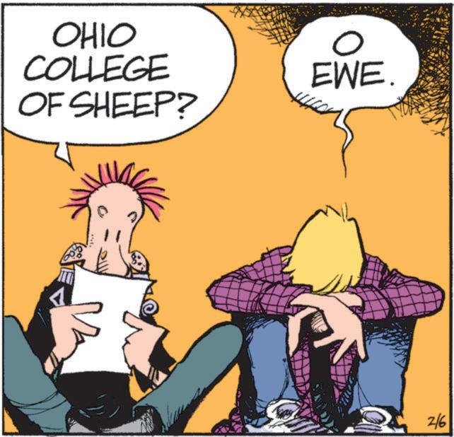 Fictional character OCR: OHIO COLLEGE OF SHEEP? 0 EWE. 2/6 OHIO COLLEGE OF SHEEP ? 0 EWE . 2/6