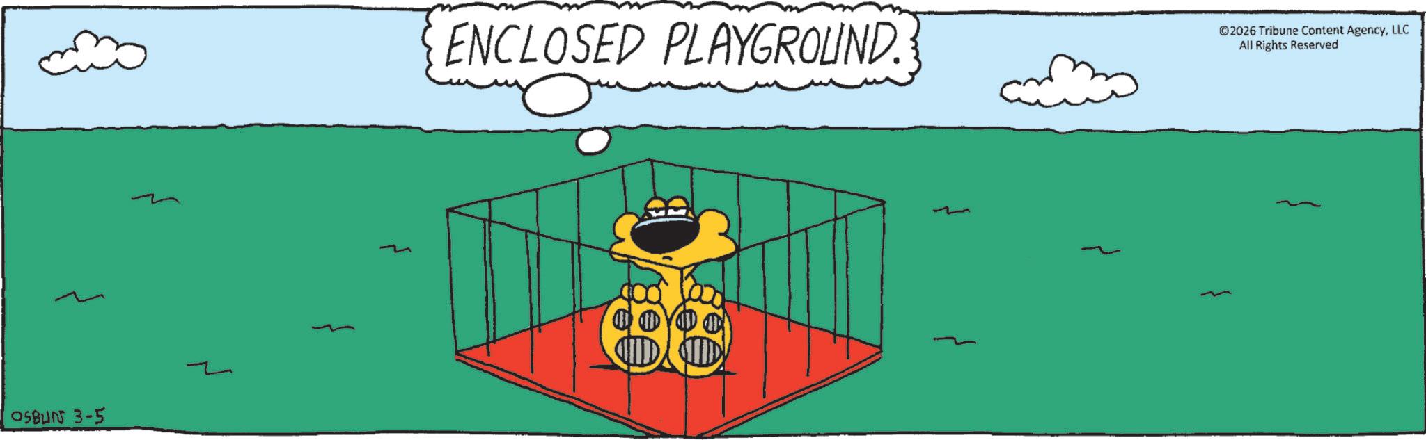 Graphic design OCR: { OSBUNS 3-5 ENCLOSED PLAYGROUND. ©2026 Tribune Content AgencyLLC All Rights Reserved 1101 ?? { OSBUNS 3-5 ENCLOSED PLAYGROUND . © 2026 Tribune Content AgencyLLC All Rights Reserved 1101 ??