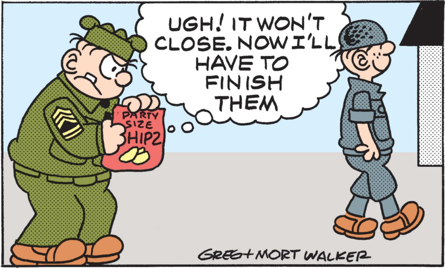 Animation OCR: PARTY SIZE UGH! IT WON'T CLOSE. NOW I'LL HAVE TO FINISH THEM SHIP2 GREG+ MORT WALKER PARTY SIZE UGH ! IT WON'T CLOSE . NOW I'LL HAVE TO FINISH THEM SHIP2 GREG + MORT WALKER