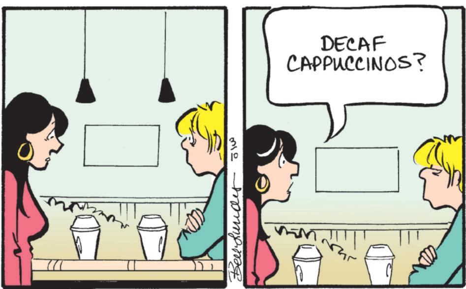 Fictional character OCR: DECAF CAPPUCCINOS? ?? ?? ???? ?????? DECAF CAPPUCCINOS ? ?? ?? ???? ??????