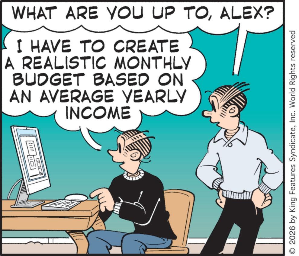 Desktop computer OCR: HATE WHAT ARE YOU UP TOALEX? I HAVE TO CREATE A REALISTIC MONTHLY BUDGET BASED ON AN AVERAGE YEARLY INCOME O 2026 by King Features SyndicateInc. World Rights reserved HATE WHAT ARE YOU UP TOALEX ? I HAVE TO CREATE A REALISTIC MONTHLY BUDGET BASED ON AN AVERAGE YEARLY INCOME O 2026 by King Features SyndicateInc. World Rights reserved