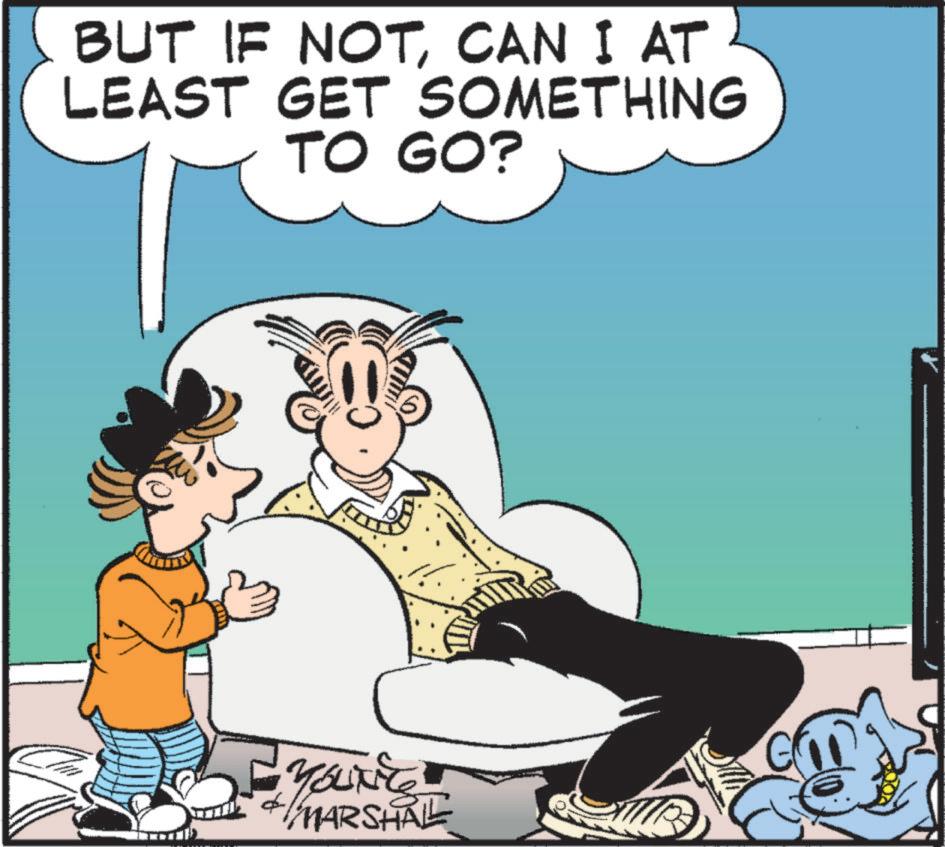 Laughter OCR: BUT IF NOTCAN I AT LEAST GET SOMETHING TO GO? YOUNG MARSHAL BUT IF NOTCAN I AT LEAST GET SOMETHING TO GO ? YOUNG MARSHAL